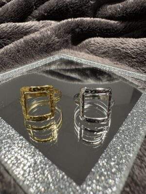 Raw Square Ring gold / silber
