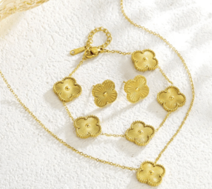Golden Clover Schmuckset gold - Halskette, Armband, Ohrstecker