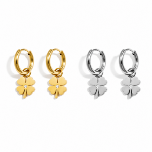 Fortuna Kleeblatt Creolen gold | silber